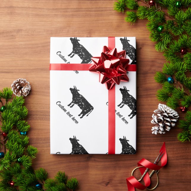 Vintage cow silhouette Christmas wrapping paper (Holiday Gift)