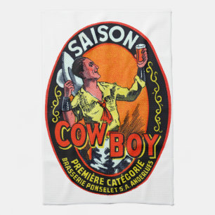 Vintage Cowboy Ale Kitchen Towel