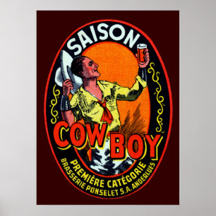Vintage Cowboy Ale Poster
