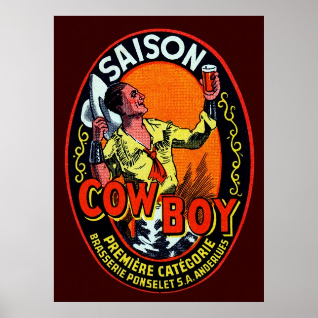 Vintage Cowboy Ale Poster (Front)