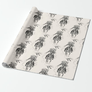 Vintage Cowboy and Horse Illustration Wrapping Paper