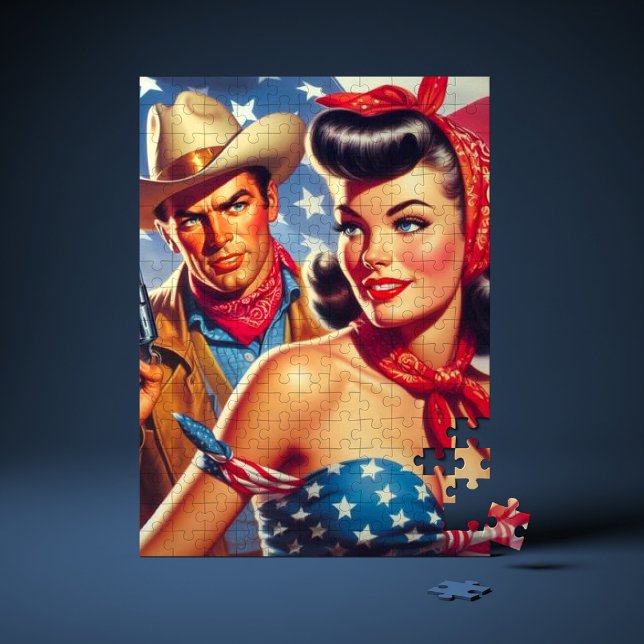 Vintage Cowboy and Pin Up Jigsaw Puzzle (Creator Uploaded)