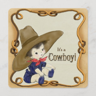 Vintage Cowboy Baby Shower Invitation