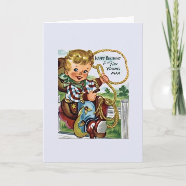 Vintage Cowboy Birthday Greeting Card (Front)