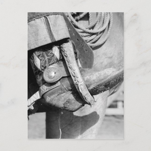 Vintage Cowboy Boot and Spur Photograph  Postcard (Front)