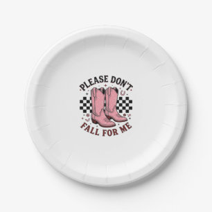 Vintage Cowboy Boots Please Don’t Fall For Me Paper Plate