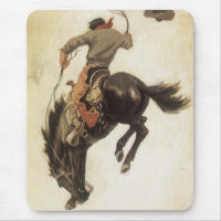 Vintage Cowboy, Bronco Buster Study by NC Wyeth