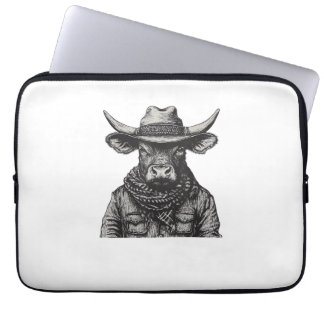 Vintage Cowboy Bull Rodeo Moooch Obliged Pardner W Laptop Sleeve