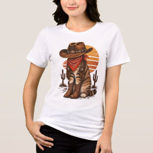 Vintage Cowboy Cat Western Graphic – Rustic Rodeo Tri-Blend Shirt