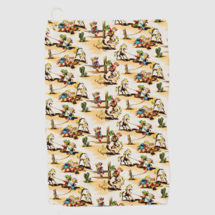 Vintage Cowboy Cowgirl Country Kids Pony Cactus Golf Towel