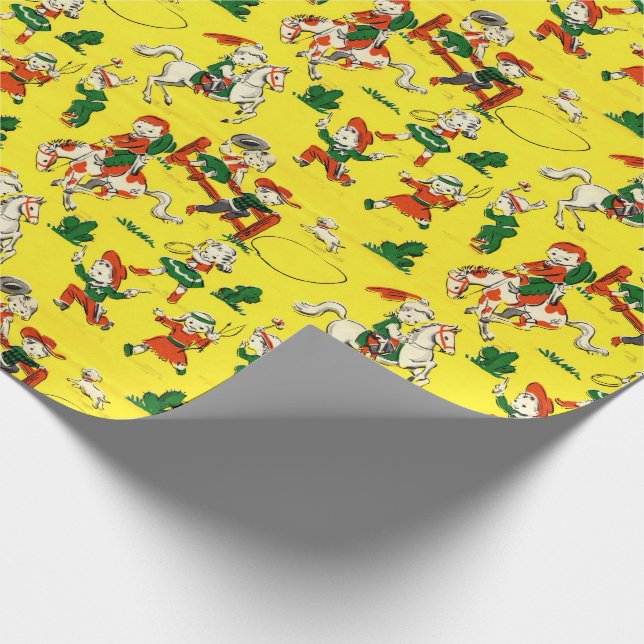 Vintage Cowboy & Cowgirl Gift Wrap Wrapping Paper (Corner)
