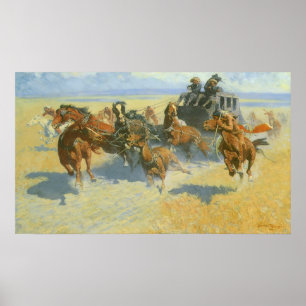 Vintage Cowboy, Downing the Nigh Leader, Remington Poster