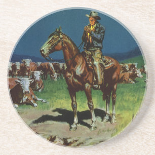 Vintage Cowboy, Farming Cattle Rancher on the Farm Coaster