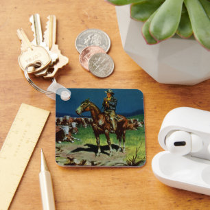 Vintage Cowboy, Farming Cattle Rancher on the Farm Keychain