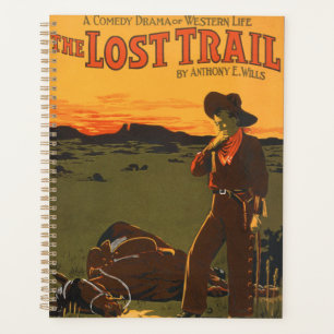 Vintage Cowboy & Horse Sunset Western Wall Art Planner