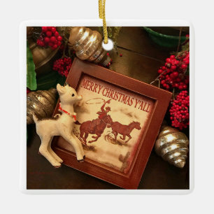 Vintage Cowboy Joyeux Noël Y'all Ornement