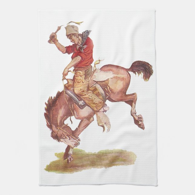 Vintage Cowboy Kitchen Towel (Vertical)