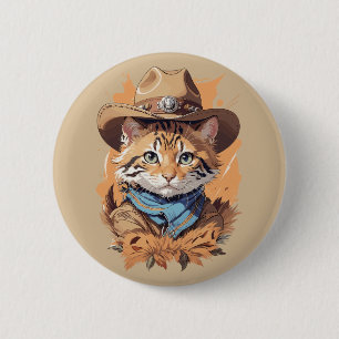 Vintage Cowboy Kitten Design 2 Inch Round Button