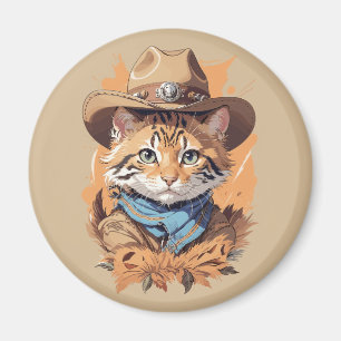 Vintage Cowboy Kitten Design Magnet