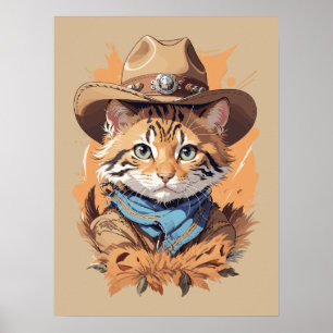 Vintage Cowboy Kitten Design Poster