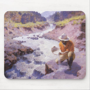 Vintage Cowboy, Panning Gold, Wyoming by Leigh Mouse Pad