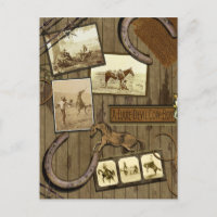 Vintage Cowboy Scrapbook Postcard