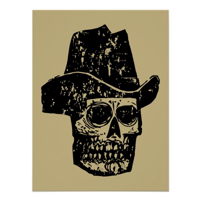 Vintage Cowboy Skull Print with Old Western Hat (Front)