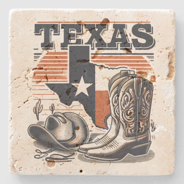 Vintage Cowboy Texas Stone Coaster (Front)
