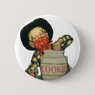 Vintage Cowboy Toy Gun Hand in the Cookie Jar 2 Inch Round Button