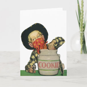 Vintage Cowboy Toy Gun Hand in the Cookie Jar Card
