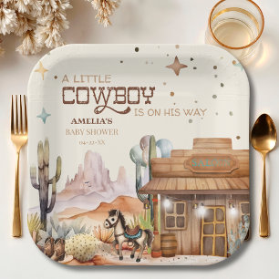 Vintage Cowboy Western Paper Plate