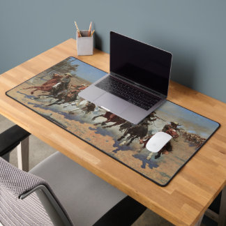 Vintage Cowboys, A Dash For Timber by Remington Desk Mat