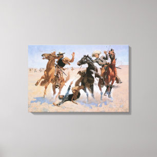 Vintage Cowboys, Aiding a Comrade by Remington Canvas Print