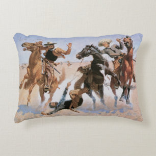 Vintage Cowboys, Aiding a Comrade Remington Decorative Pillow