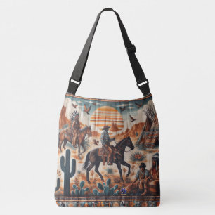 Vintage Cowboys And Indians Fabric Crossbody Bag
