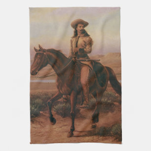 Vintage Cowboys, Buffalo Bill on Charlie by Cary Kitchen Towel