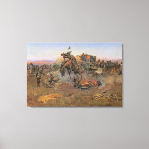 Vintage Cowboys, Camp Cook's Trouble by CM Russell Canvas Print