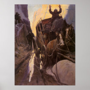 Vintage Cowboys, Hold Up in the Canyon by NC Wyeth Poster
