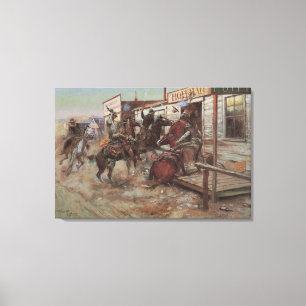 Vintage Cowboys, In Without Knocking by CM Russell Canvas Print