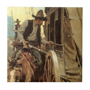 Vintage Cowboys, The Admirable Outlaw by NC Wyeth Tile