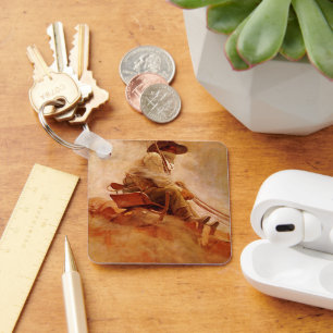 Vintage Cowboys, The Ore Wagon by NC Wyeth Keychain