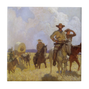 Vintage Cowboys, The Parkman Outfit by NC Wyeth Tile