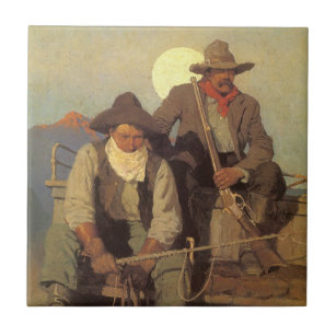 Vintage Cowboys, The Pay Stage by NC Wyeth Tile