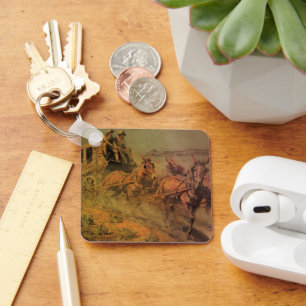 Vintage Cowboys, The Stage Coach by John Borein Keychain