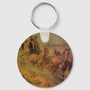 Vintage Cowboys, The Stage Coach by John Borein Keychain