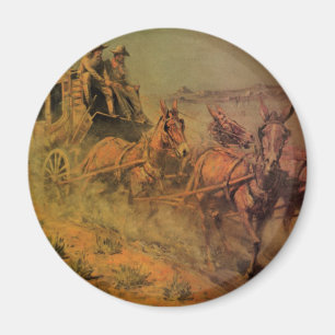 Vintage Cowboys, The Stage Coach by John Borein Magnet