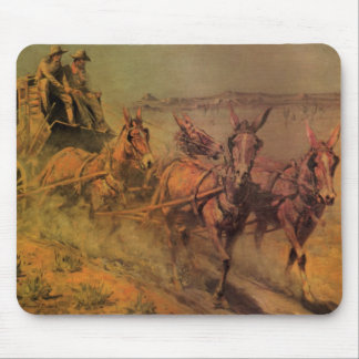 Vintage Cowboys, The Stage Coach by John Borein Mouse Pad