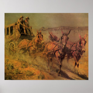 Vintage Cowboys, The Stage Coach by John Borein Poster