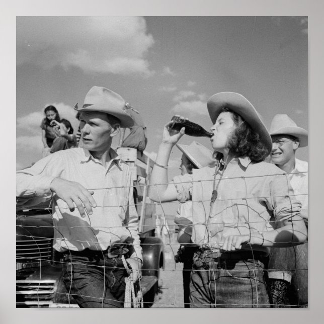 Vintage Cowgirl and Cowboy Photograph Poster (Front)