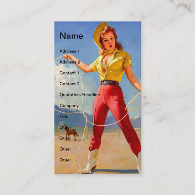 Vintage Cowgirl and Horse Business Card (Front)
